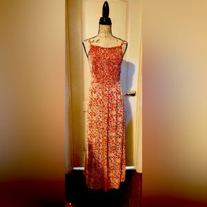 Orange White Floral Dress